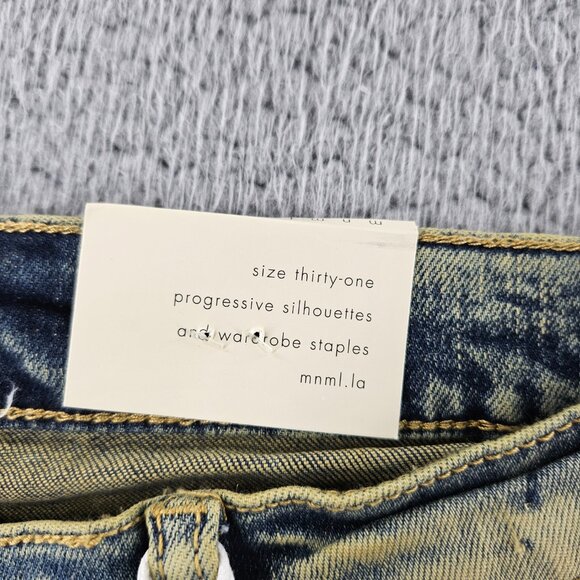 mnml Jeans Mens 31 Blue X146 Stretch Distressed Skinny Fit Denim - Picture 4 of 16